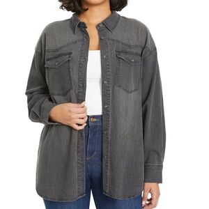 NWT Gray Denim Button-Up Shirt